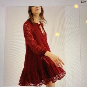 Free People Red Velvet Jenny  Mini Dress M